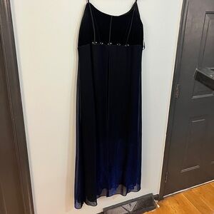 VTG Blondie Nites Black and Blue Maxi Dress